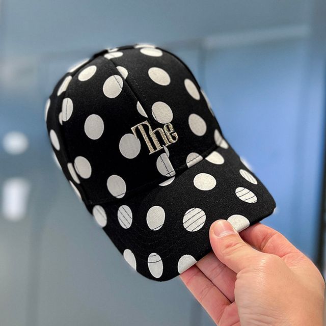 Lettering Polka Dot Embroidered Baseball Cap