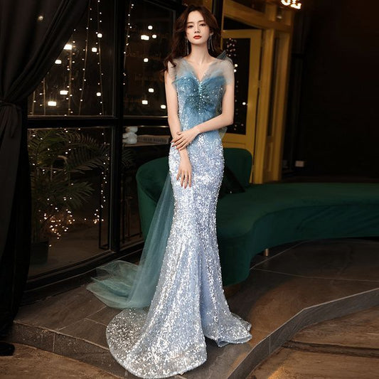 Strapless Mermaid Gown Evening Sequin
