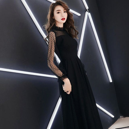 A-Line Evening Long-Sleeve Gown Mesh