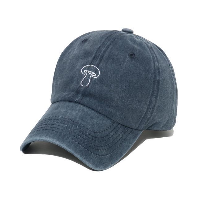 Denim Bucket Embroidered Mushroom Hat