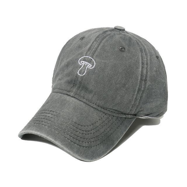 Denim Bucket Embroidered Mushroom Hat