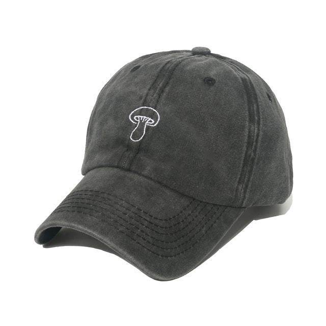 Denim Bucket Embroidered Mushroom Hat