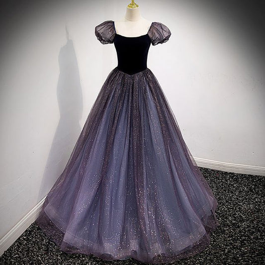 Evening Glitter Gown Square-Neck A-Line