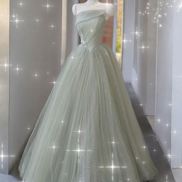 Pearl A-Line Gown Evening Faux