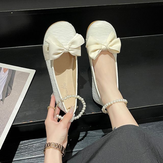 Pearl Bow Faux Flats