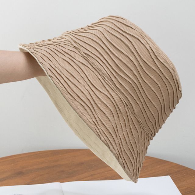 Hat Reversible Texture Plain Wavy Bucket