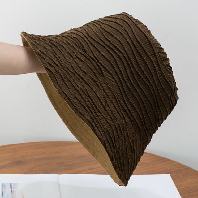 Hat Reversible Texture Plain Wavy Bucket
