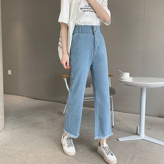 Cropped High Jeans Loose Fit Waist