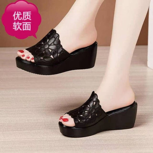 Slide Wedge-Heel Platform Sandals