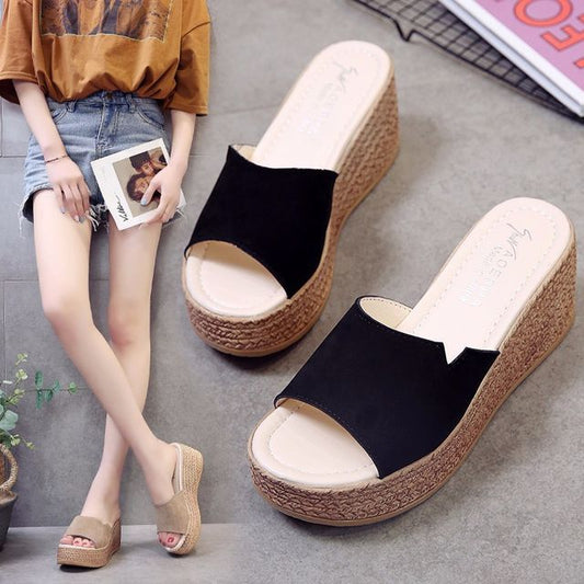 Sandals Slide Platform Wedge-Heel