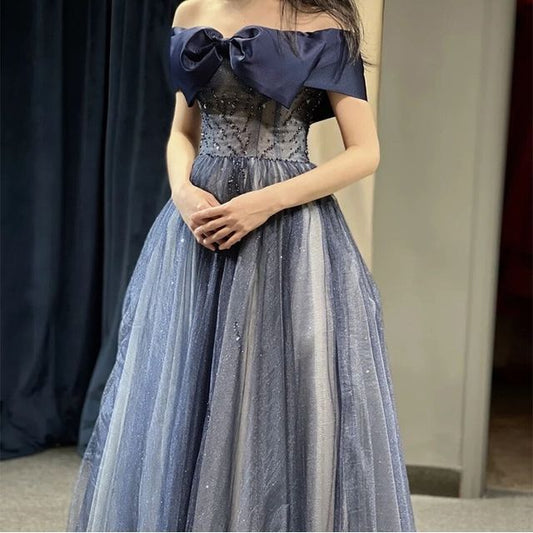 Waist Evening Shoulder Corset A-Line Off Gown