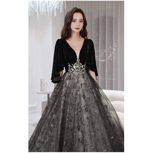 Flower Evening Gown A-Line Embroidered