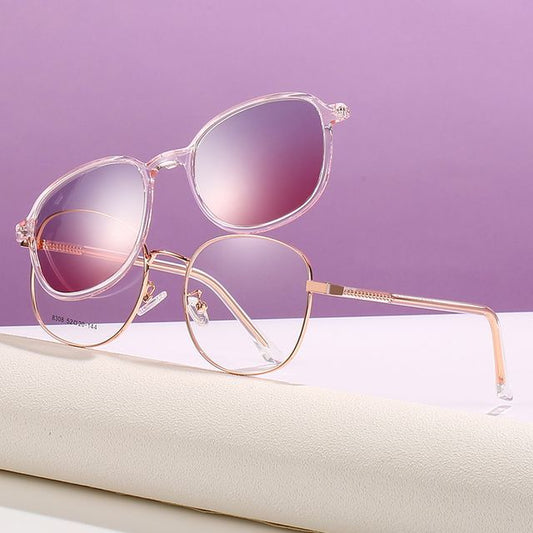 Glasses Sunglasses Magnetic Snap Round with On