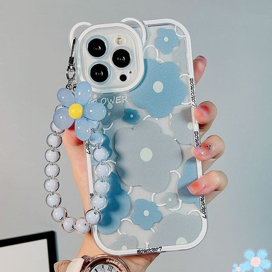 Case Transparent Flower Phone Chain Bead