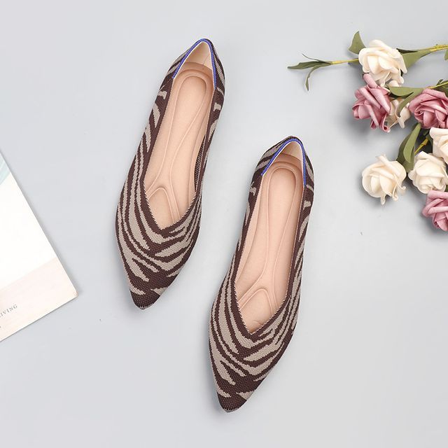 Pointy-Toe Knit Flats