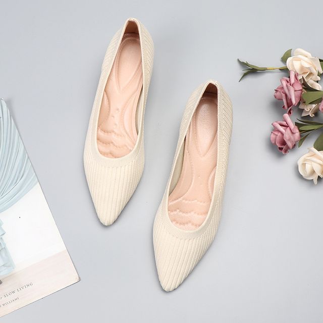 Wedge Pumps Knit Pointy-Toe Heel