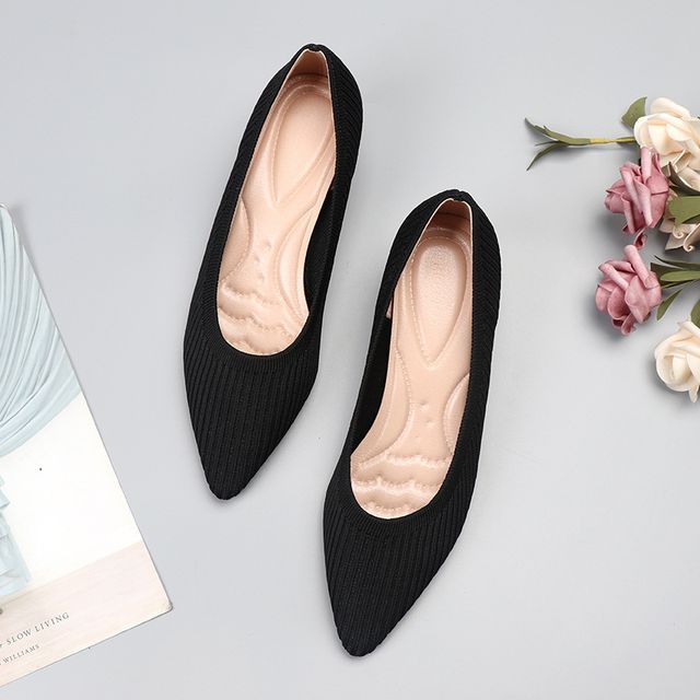 Wedge Pumps Knit Pointy-Toe Heel