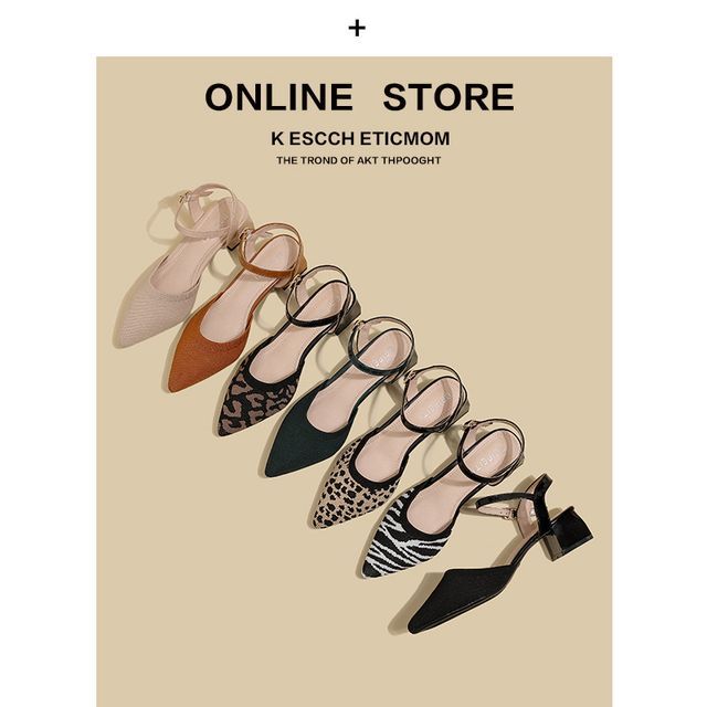 Heel Pointy-Toe Sandals Strap Ankle Chunky