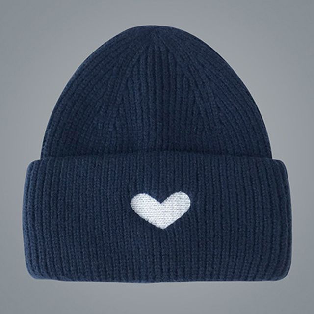 Embroidered Beanie Knit Heart