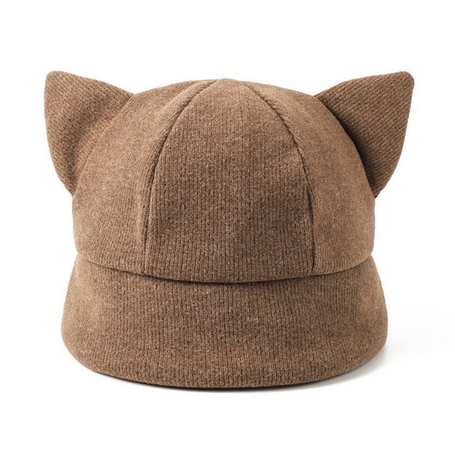 Ear Bucket Hat Cat Knit
