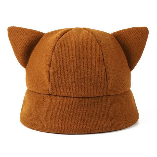 Ear Bucket Hat Cat Knit