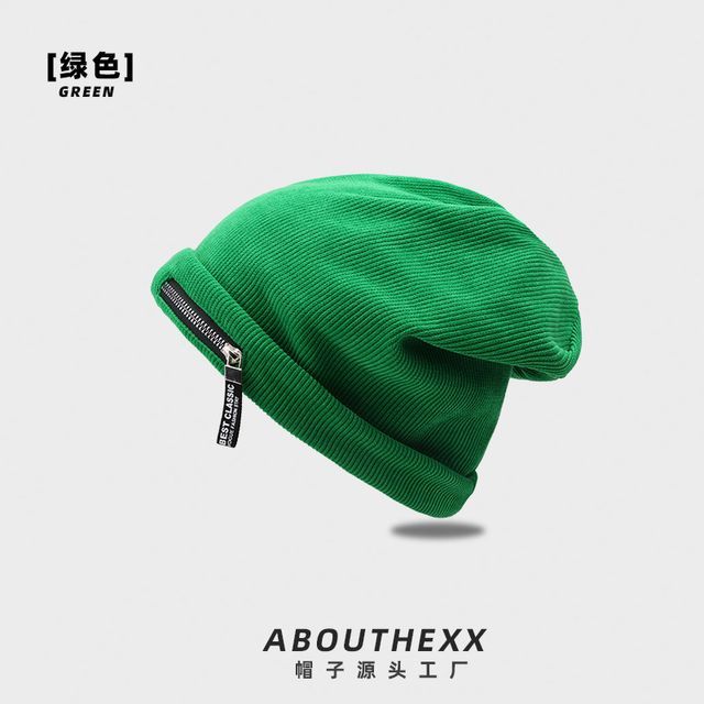 Detail Beanie Ribbed Zip