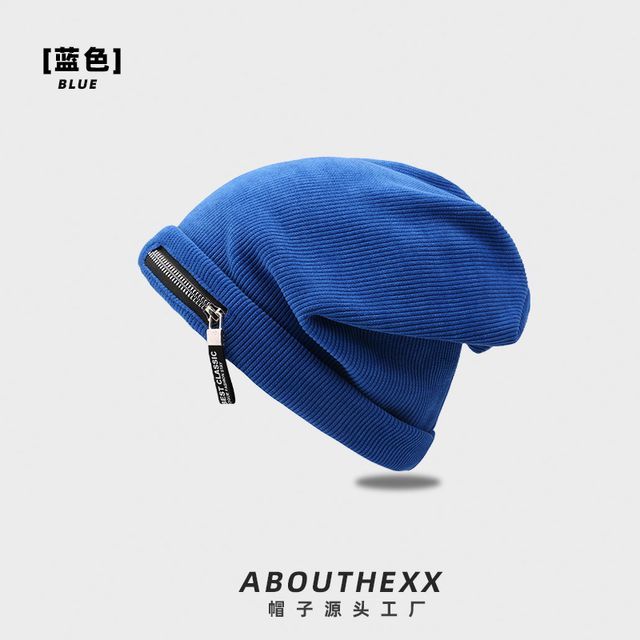 Detail Beanie Ribbed Zip