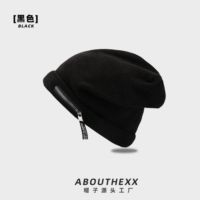 Detail Beanie Ribbed Zip