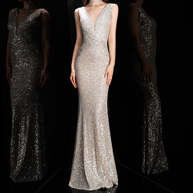 (Various Sequined Designs) Evening Mermaid Gown