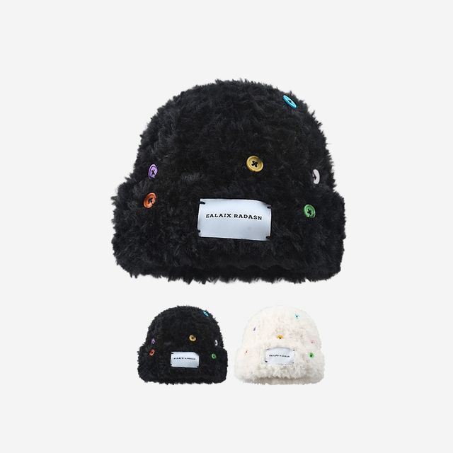 Plain Fluffy Applique Beanie