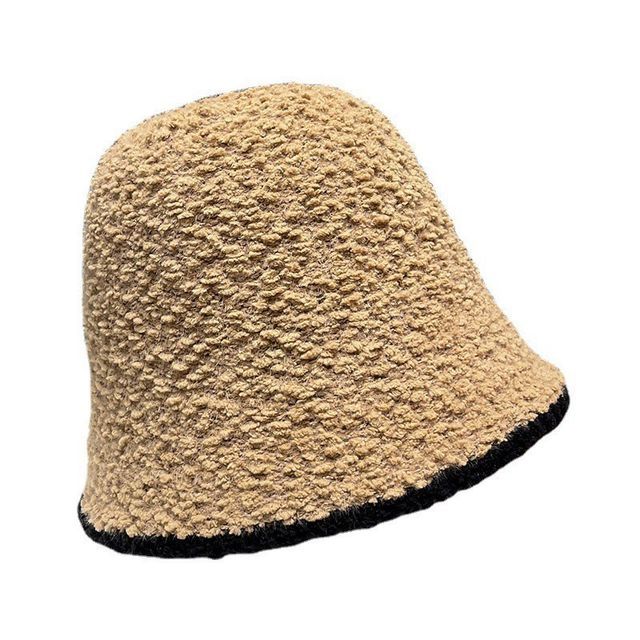 Faux Trim Contrast Shearling Bucket Hat