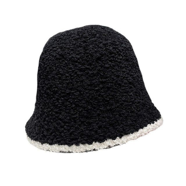 Faux Trim Contrast Shearling Bucket Hat