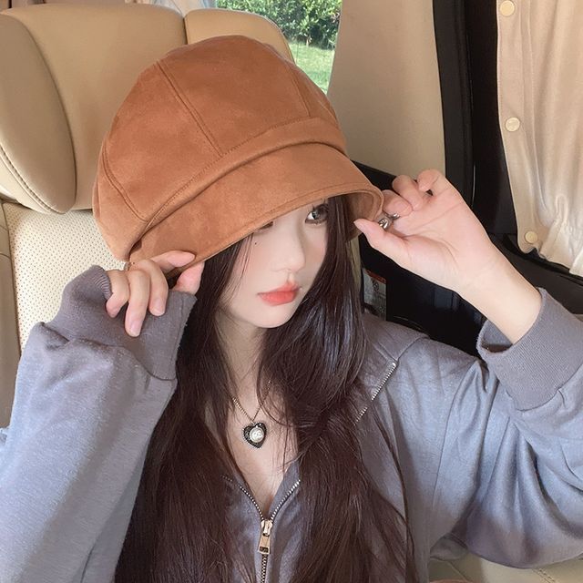 Newsboy Faux Suede Cap Plain