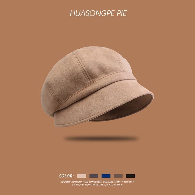 Newsboy Faux Suede Cap Plain