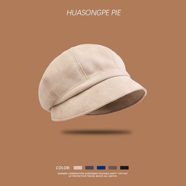 Newsboy Faux Suede Cap Plain