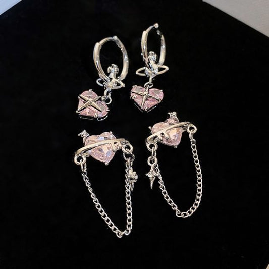 Heart Dangle Rhinestone Earring
