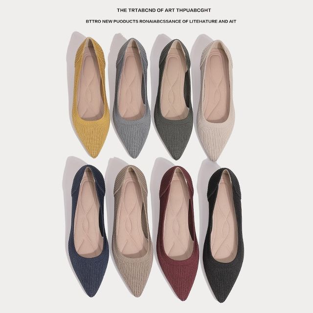 Pumps Knit Pointed Low-Heel