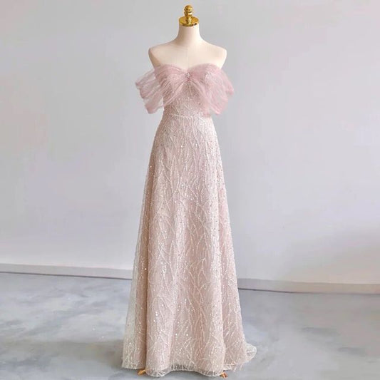 Sequin Gown A-Line Evening Off-Shoulder