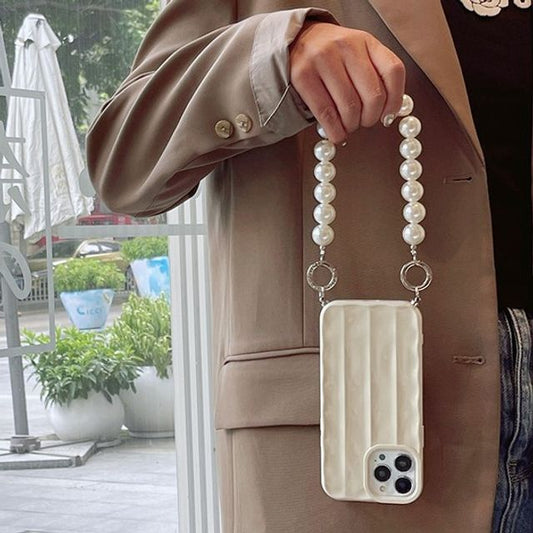 Faux Phone Chain Case Pearl