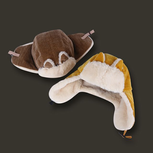 Chenille Trapper Ear Cat Hat