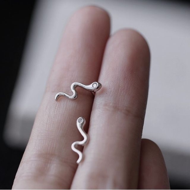 Silver Earring Snake Sterling