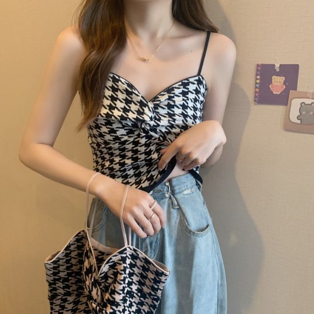 Houndstooth Knotted Top Cami