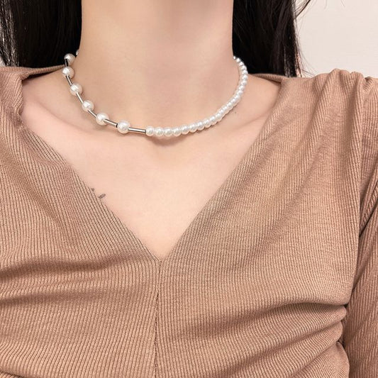 Choker Alloy Faux Pearl