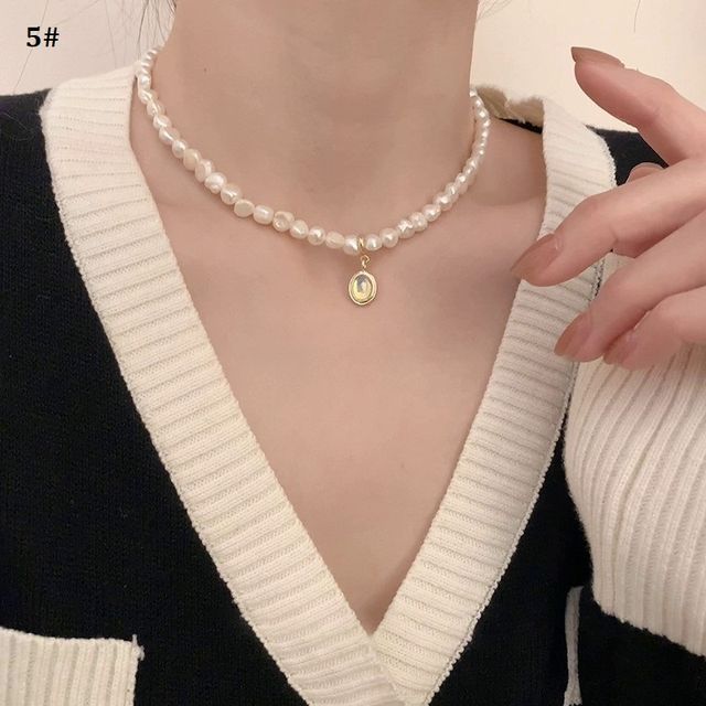 Alloy Faux Necklace Pearl