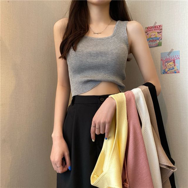 Square Tank Neck Top Plain