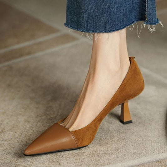 Pumps Heel Kitten Suede Faux Pointed