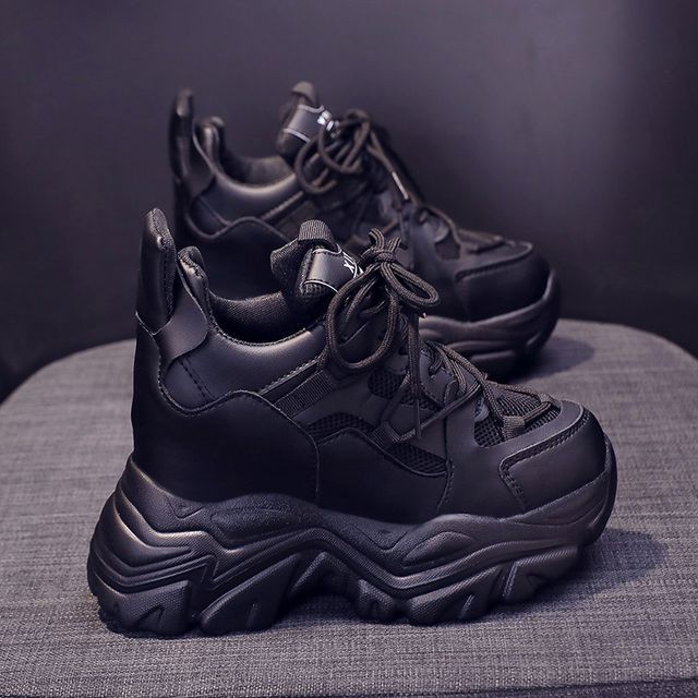 Lace Hidden Up Sneakers Wedge Platform