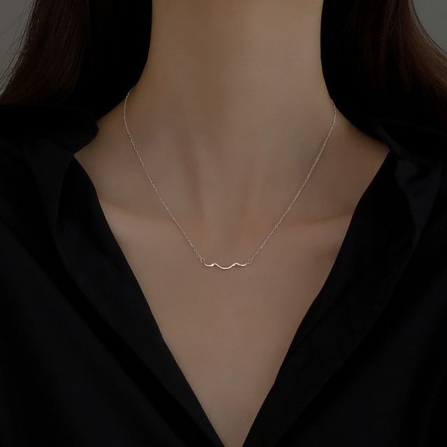 Choker Silver Pendant Wavy Sterling