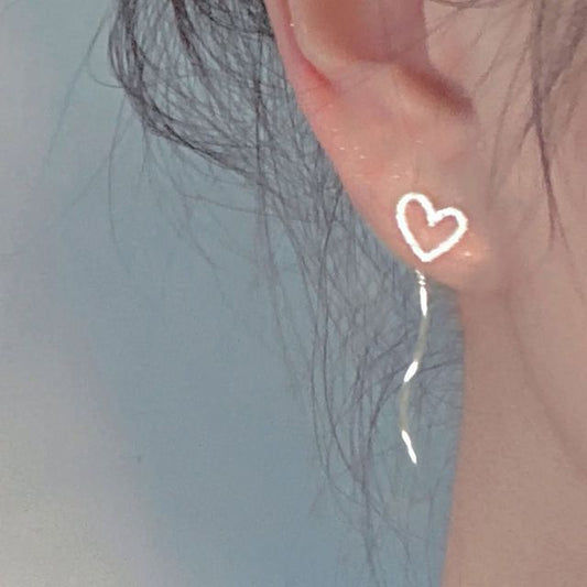 Sterling Dangle Heart Earring Silver