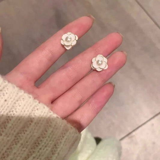 Alloy Earring Flower Faux Pearl